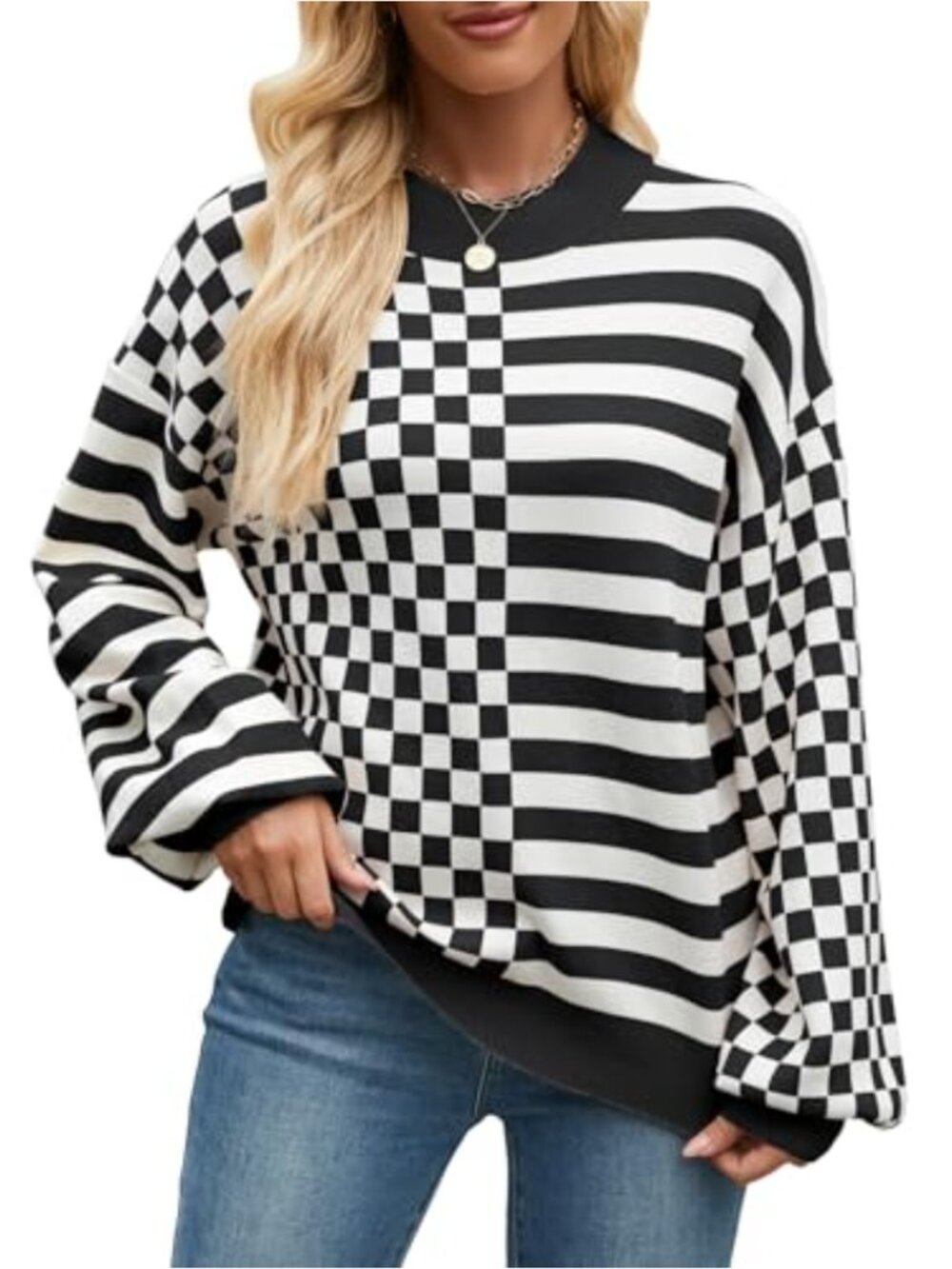 Women's Oversized Ribbed Knit Turtleneck Sweater Long Sleeve